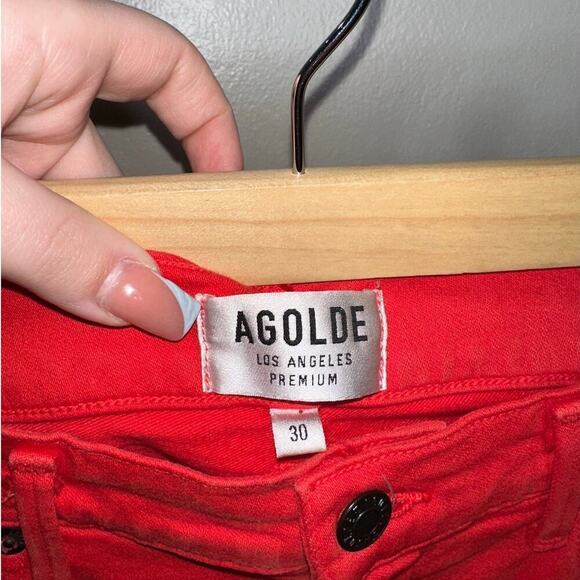 Agolde High Rise Skinny Jeans Sold Red No Holes Size 30 - Picture 2 of 6